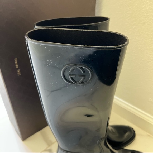 🖤 EUC🖤 GUCCI Interlocking G Logo Rubber Rainboots ~ 38 - Picture 7 of 13
